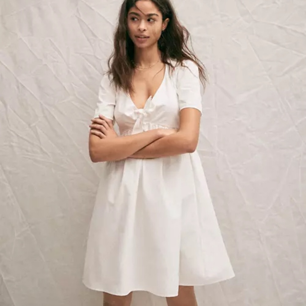 NWT Madewell Tie-front Mini Dress in Lighthouse